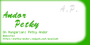 andor petky business card